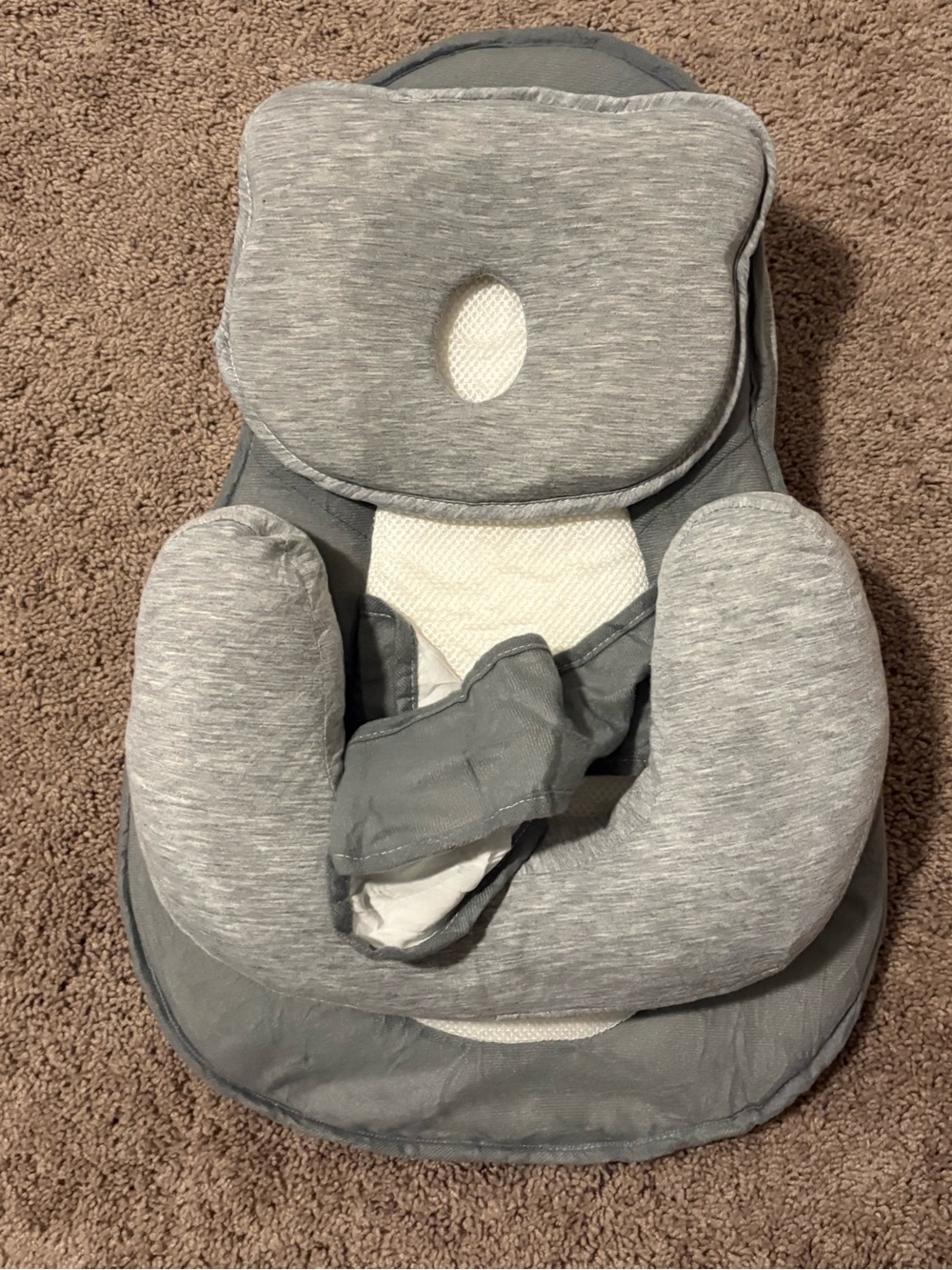 Gray Infant Head and Body Support Cushion - Lightweight Baby Nest Insert